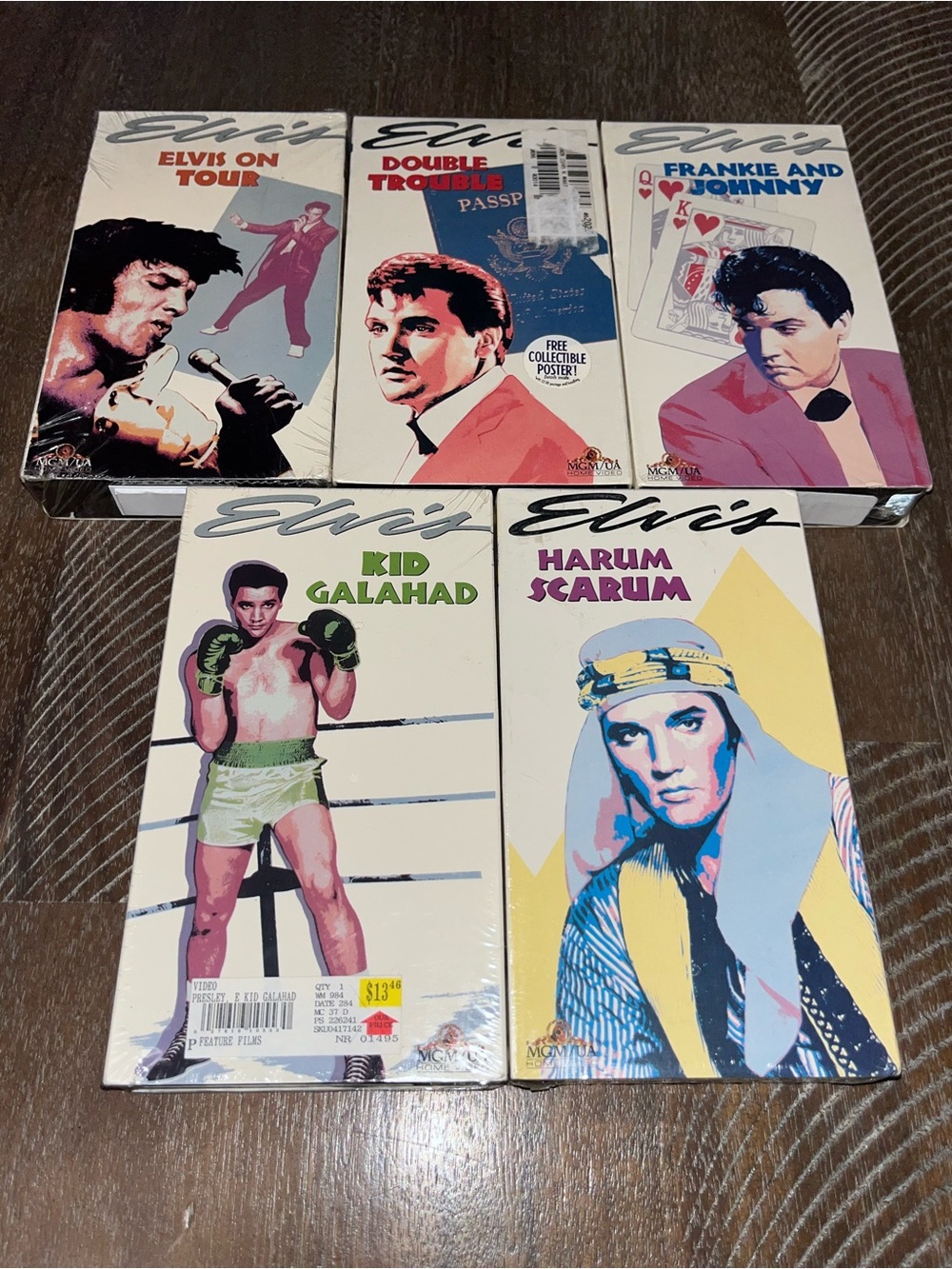 Sealed Lot of 5 Elvis VHS Movies Tapes Harum Scarum Kid Galahad Double Trouble